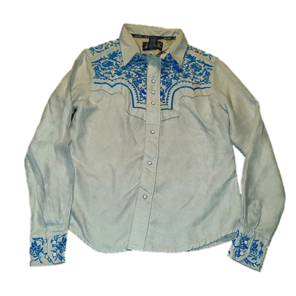 J.L. Fox Tops - Western Rodeo Cowgirl Button-Down Long-Sleeve Shirt - Small